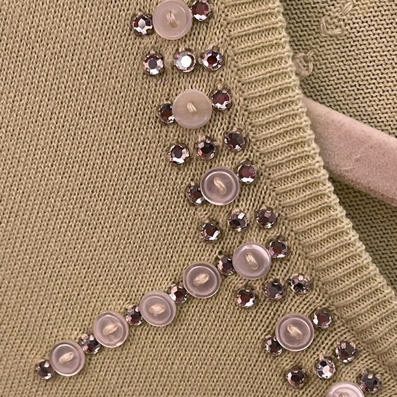 Marc Jacobs Pale Green Celadon Embellished Cardigan Large No stains/damage. - Picture 2 of 11